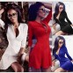 2016 Autumn Fashion Women Dress Solid Pleated V-neck Sexy Ladies Dresses Evening Party Bodycon Mini Summer Dress vestidos32647860926