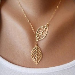 2016 Hot Fashion Gold Silver Plated Chain Necklace Leaf Casual Beads Long Strip Pendants Gifts Women Necklaces Jewelry jl50