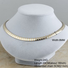 2016 Hot Sale Stainless Steel 18K Gold Plated Chain Collar Chokers Necklaces For Women And Girl Elegant Fashion Jewelry (A1094)