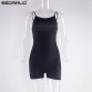 2016 Playsuit Rompers Womens Clothing Overalls Summer Sexy Strapless Solid Black Sleeveless O Neck Simple Short Jumpsuit32644056782