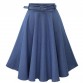 2016 summer women clothing solid color high waist pleated denim skirt Lady all-match fashion casual cute Mid-length skirts 8413#