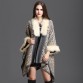 Big Long Vogue Women Sexy Leopard Fur Coat Cloak Shawl Cashmere Faux Fox Fur Cardigan Jacket Parka 2016 Winter New Collections