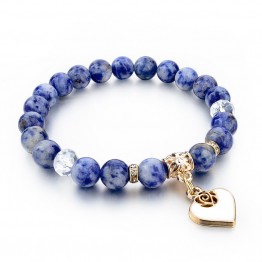 Boho Natural Stone Bracelets For Women Gold Heart Carter Love Bracelets & Bangles With Stones Ethnic Jewelry Pulseira Feminina