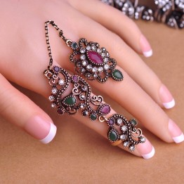 Carved Flowers Vintage Pretty Exquisite Mid Rings Fashion Turkish Jewelry Anel Aneis Masculinos Anillos Anti Gold Accessories