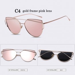Cat Eye Sunglasses 2016 Lady cateye vintage retro Coating Mirror Metal Flat Lens Women Glasses lunette de soleil MFTYJ017-1