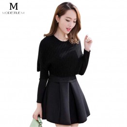 Fashion Black Solid Lady Women Winter Bodycon Dress Sweater long Sleeve Cotton Party Girl Knitted O-neck Sweet Robe Clothing 