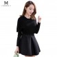 Fashion Black Solid Lady Women Winter Bodycon Dress Sweater long Sleeve Cotton Party Girl Knitted O-neck Sweet Robe Clothing32757894276