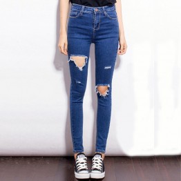 Fashion Casual Women Brand Vintage High Waist Skinny Denim Jeans Slim Ripped Pencil Jeans Hole Pants Female Sexy Girls Trousers