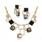 Fine Jewelry sets New Fashion 18K Gold Filled Rhinestone Crystal Acrylic Geometric Necklace Earring Jewellery Set For Women32487923952