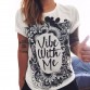 Free shipping Women Totem T-shirt 2016 Vibe With Me Print Sun harajuku Punk Fashion Tee Graffiti Flower Women Clothing Plus Size32700500298