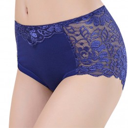 Hot! Women's Perspective Sexy Full Transparent Mid Waist Lace Seamless Breathable Triangle Plus Size Briefs