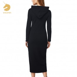 New 2016 Autumn and Winter Women Floor-Length Dress Casual Hips Long Style Hooded Dress Lady Thickening DressM15322
