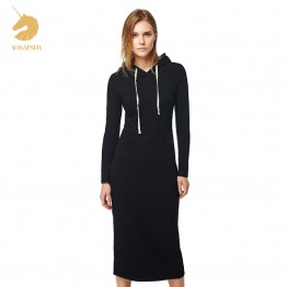 New 2016 Autumn and Winter Women Floor-Length Dress Casual Hips Long Style Hooded Dress Lady Thickening DressM15322