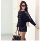 OMH Spring Summer Women&#39;s Korean fashion batwing Lace long Sleeve patchwork Female Pure color clothes T-Shirts Tops, TX1632304986540