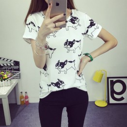 Summer New cute dog printed fashion clothes T-shirts for women tee shirt femme camisetas poleras tshirt female t shirts tops