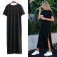 [TWOTWINSTYLE] 2016 Summer High Slit Long T shirt Women Sex Dress Short-sleeved Black New Fashion Clothing32695509473