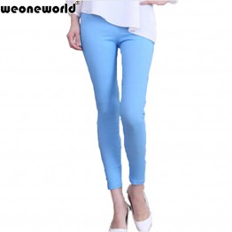 WEONEWORLD 2016 Sexy Women Pants Flat Solid Stretch Pencil Tights Skinny Pants Full Length Women Casual Trousers FreeShip