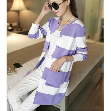 Women knit cardigan Elegant Luxuries Sweater  Ms in fashionable long sleeve stripe long sweater32750673186