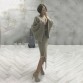 [soonyour] 11.11 big sale 2016 Korean autumn models loose plus size water sleeve knit top + lace split halves solid color suits32749208325