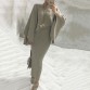 [soonyour] 11.11 big sale 2016 Korean autumn models loose plus size water sleeve knit top + lace split halves solid color suits32749208325