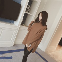 [soonyour] 2016 autumn and winter new Korean women loose fashion plus size bat long sleeve high-necked knit Sweatshirts M0964