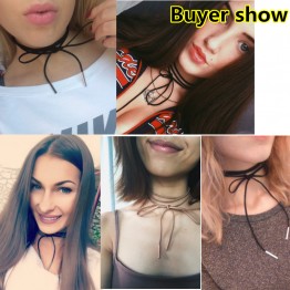 wholesale Bowknot Metallic Conduit Charms Long rope Black Leather Choker Necklace for Women Jewelry collier femme Torques